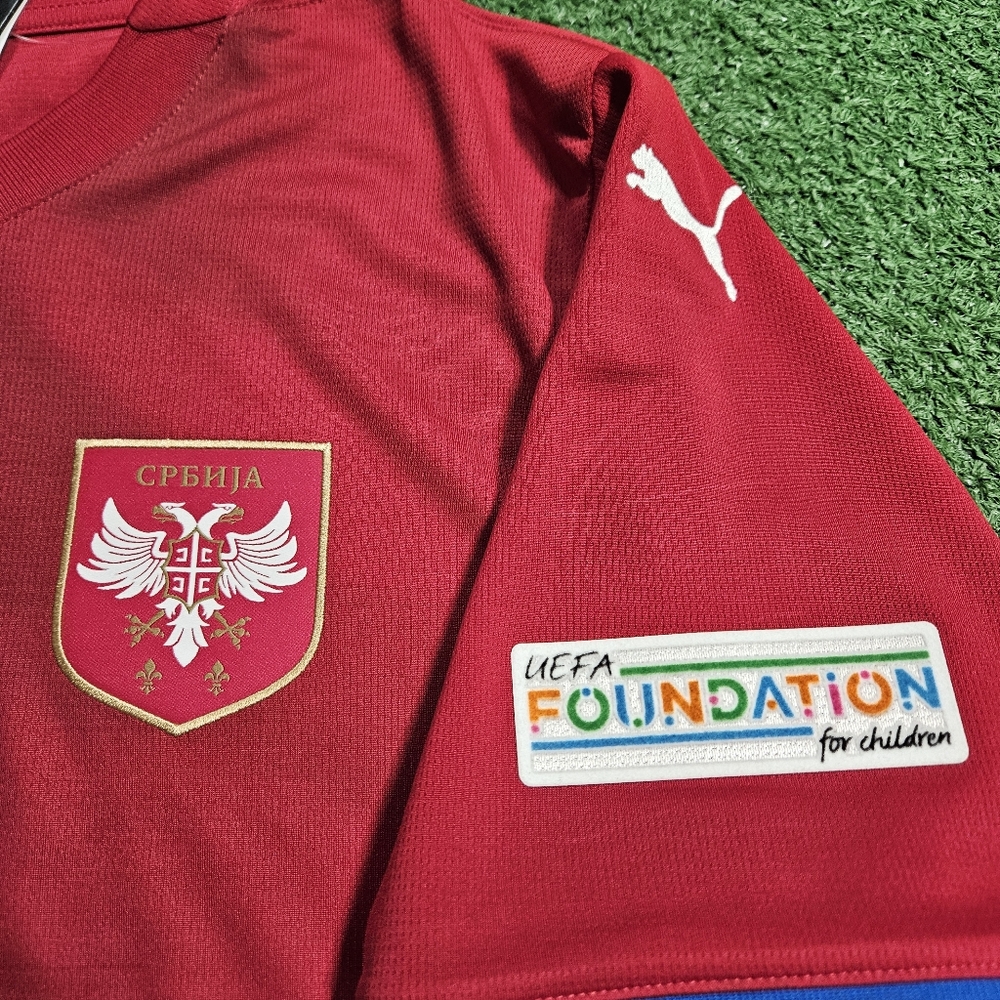 Puma Serbia Aleksandar Mitrovic #9 2024/2025 Home Jersey EURO 2024 PATCHES XL - Picture 9 of 16